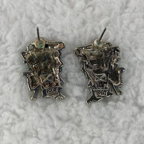 Vintage Marie Jennifer Christmas Bells 2" Brooch Pendant 1" Earrings Red Green - Picture 8 of 10